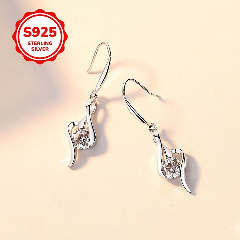 S925 Sterling Silver Heart with Wings Pendant Hook Earrings